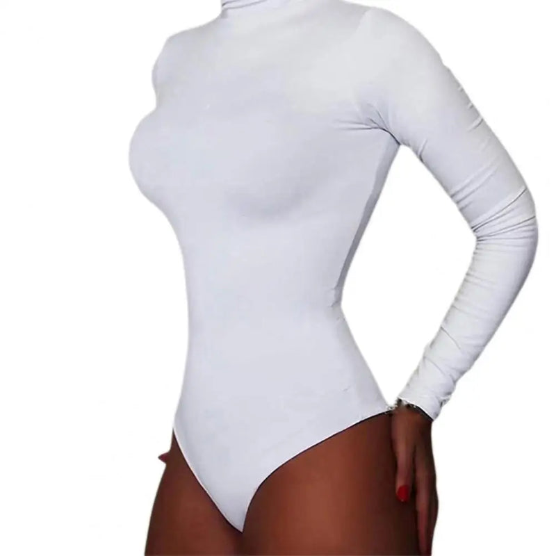 Women Bodysuit Solid Color Turtleneck Sexy Sculpting Underwear Hip Wrap Stretchy One-Piece Underwear For Yoga