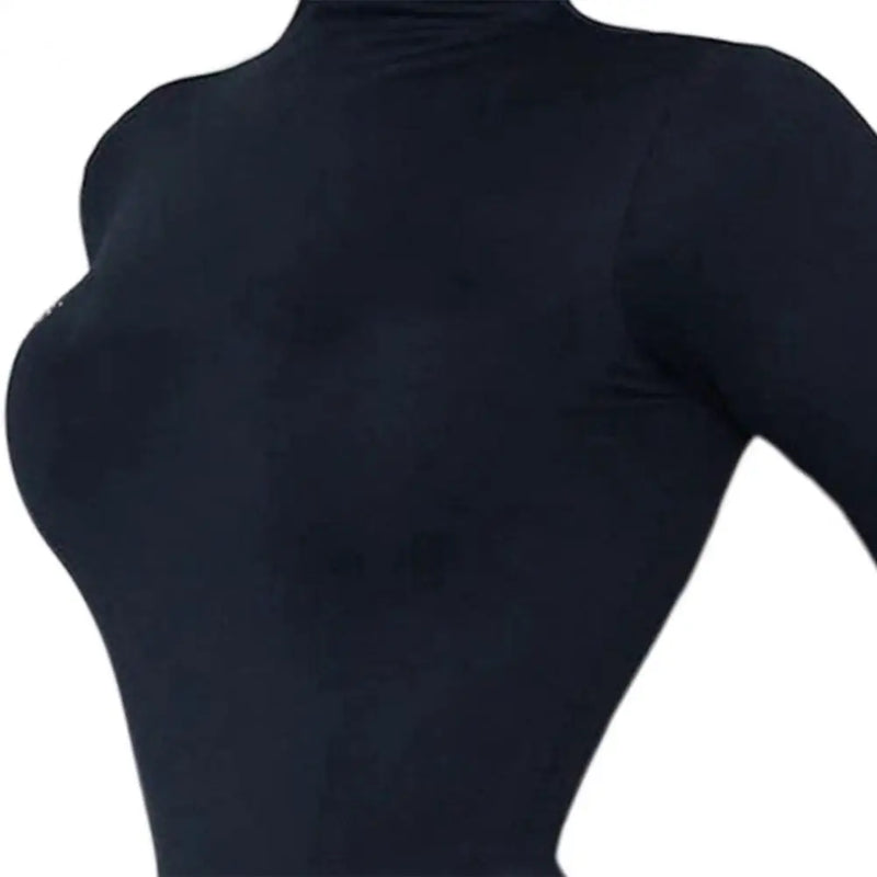 Women Bodysuit Solid Color Turtleneck Sexy Sculpting Underwear Hip Wrap Stretchy One-Piece Underwear For Yoga