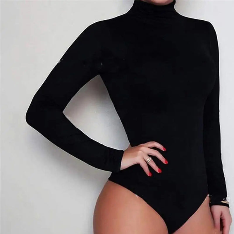 Women Bodysuit Solid Color Turtleneck Sexy Sculpting Underwear Hip Wrap Stretchy One-Piece Underwear For Yoga